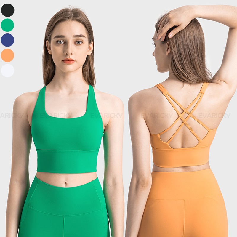 Cross Back Orange Sports Bra