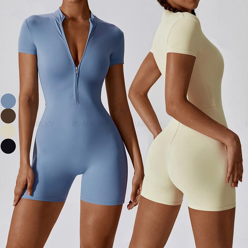 Half Zip Up Workout Bodysuit