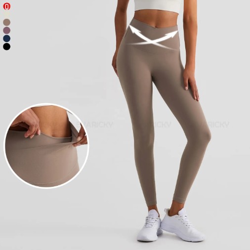 V Cut Crossover Waist Leggings